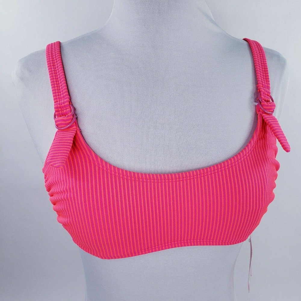Xhilaration Bikini Swim Top Juniors 7/9 Bright Pink Ribbed Womens 4/6